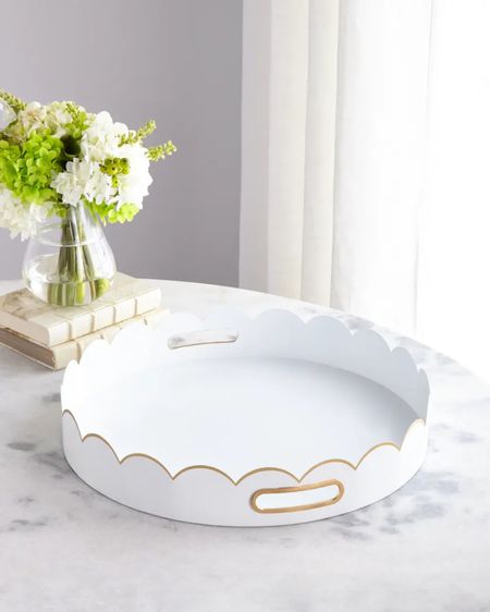 My white and gold scalloped tray is 30% off! Summer decor, round trays 

#LTKunder50 #LTKhome #LTKsalealert
