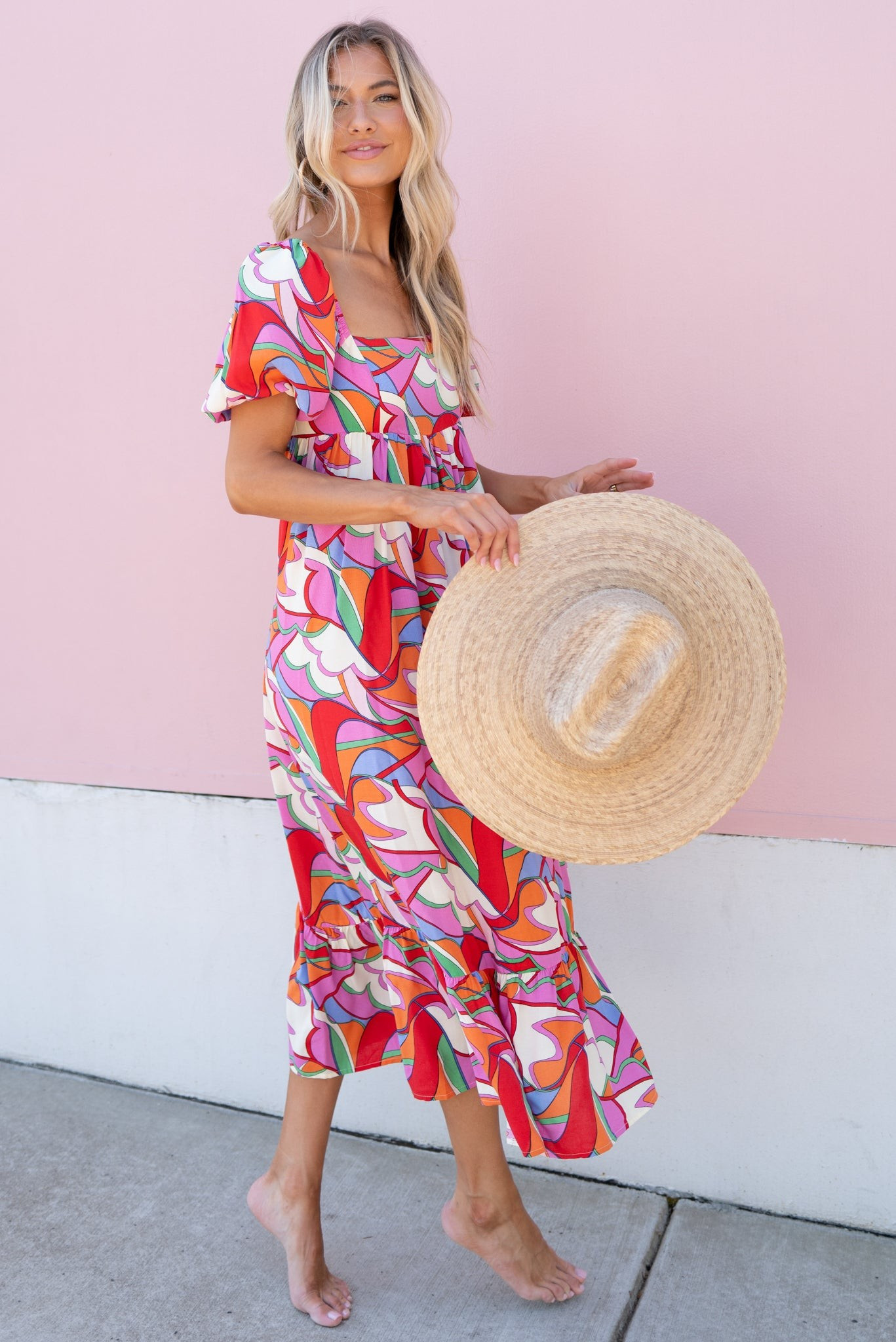Bundle Of Energy Pink Multi Print Maxi Dress | Red Dress 