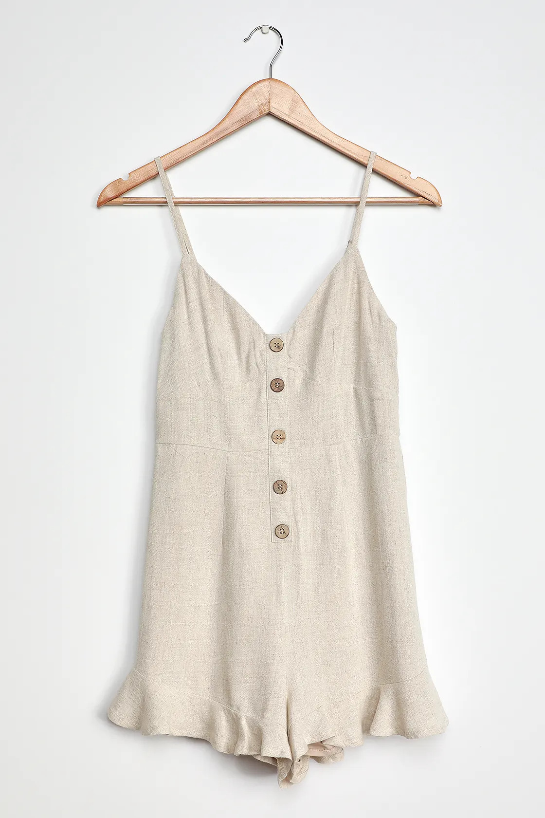 Lighten Up Beige Linen Sleeveless Romper | Lulus (US)