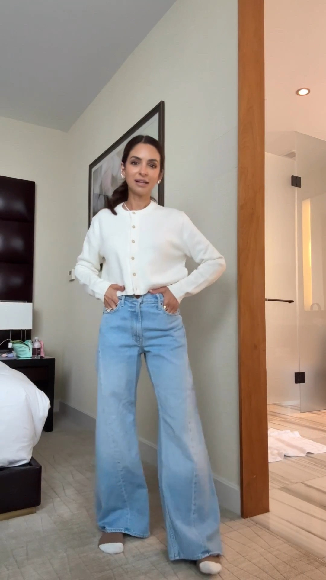 You all loved this new trending denim this week! Wearing my true size 24 in the petite length which fits so perfectly for me, I'm 5'1.5 for ref. Styling them for the spring! 🤍

#LTKgrwm #LTKootd