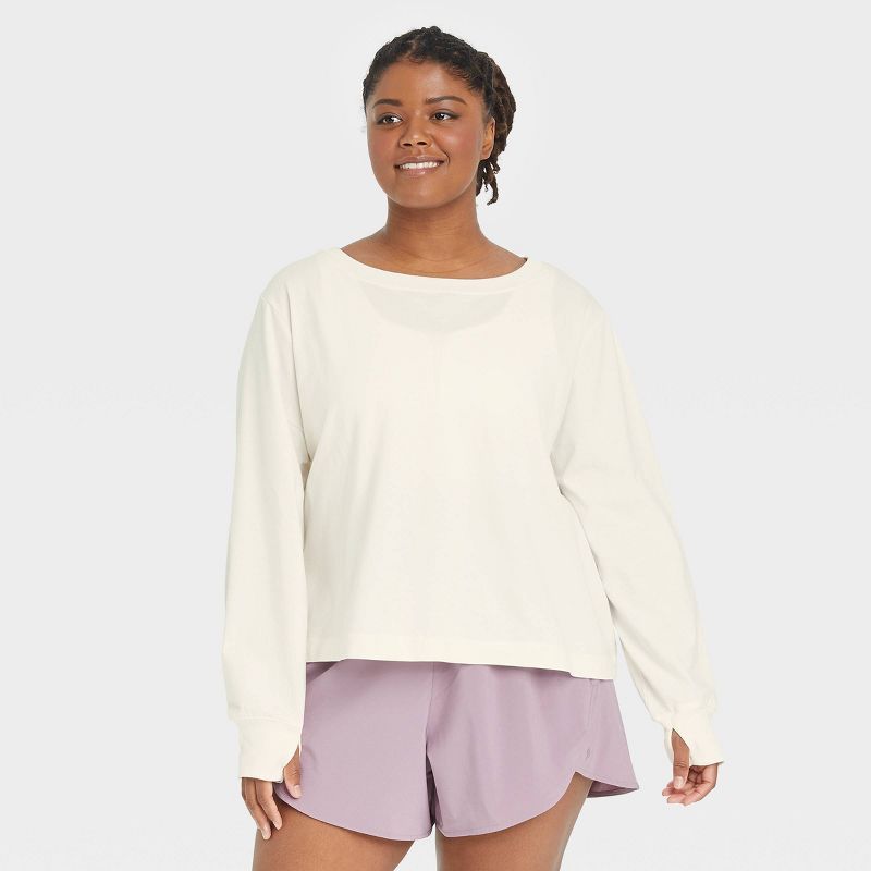Women's Supima Cotton Cropped Long Sleeve Top - All in Motion™ | Target
