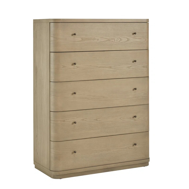 Lucie Five Drawer White Oak Chest In Buff Cream | Wayfair North America