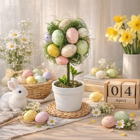 RuiJiao Easter Egg Potted Table Decorations, Plastic Multicolor Speckled Egg Simulation, for Holiday Spring Home Decor, Garden Ornaments, Mantel Centerpiece, and Easter Gift Idea | Walmart (US)