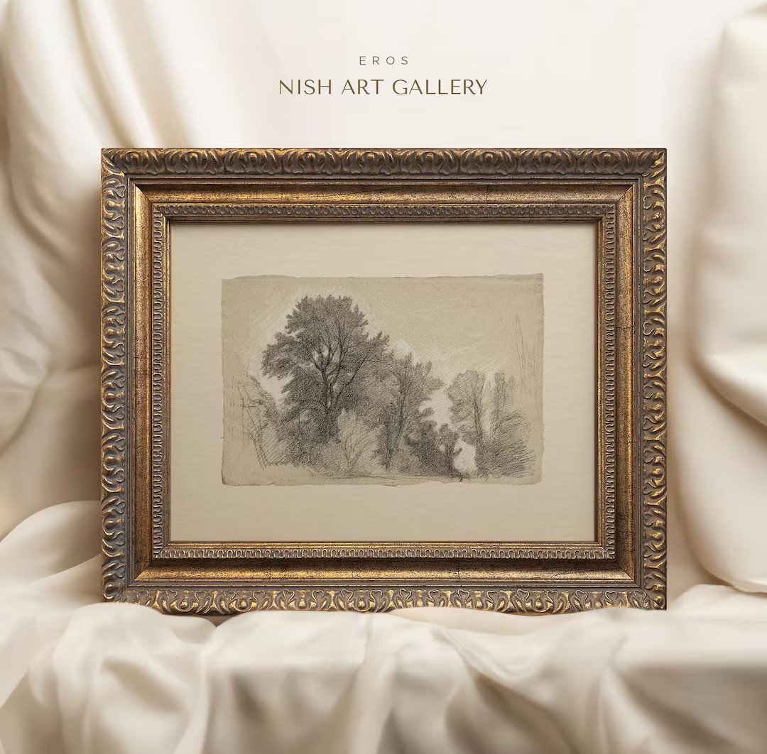 Framed Forest Sketch Print: Neutral Antique Wall Art #76 | Etsy (US)