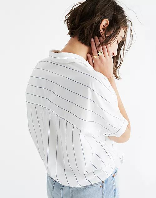 Short-Sleeve Tie-Front Shirt in Abbi Stripe | Madewell