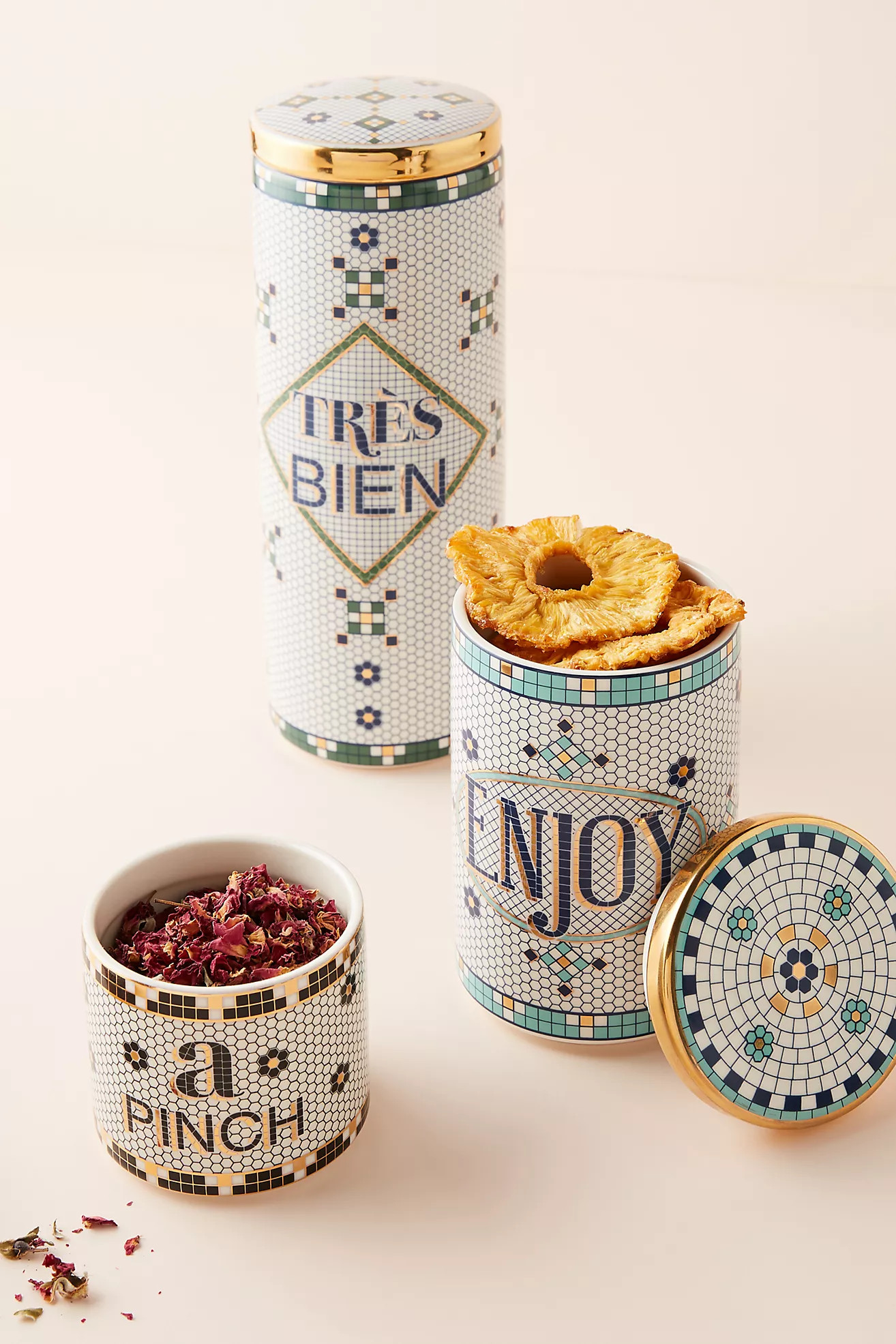 Bistro Tile Enjoy Canister | Anthropologie (UK)