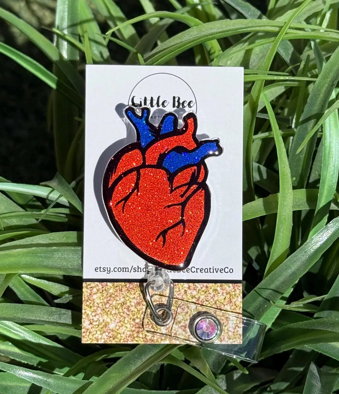 Heart Badge Reel, Glitter Anatomy Badge - Etsy | Etsy (US)
