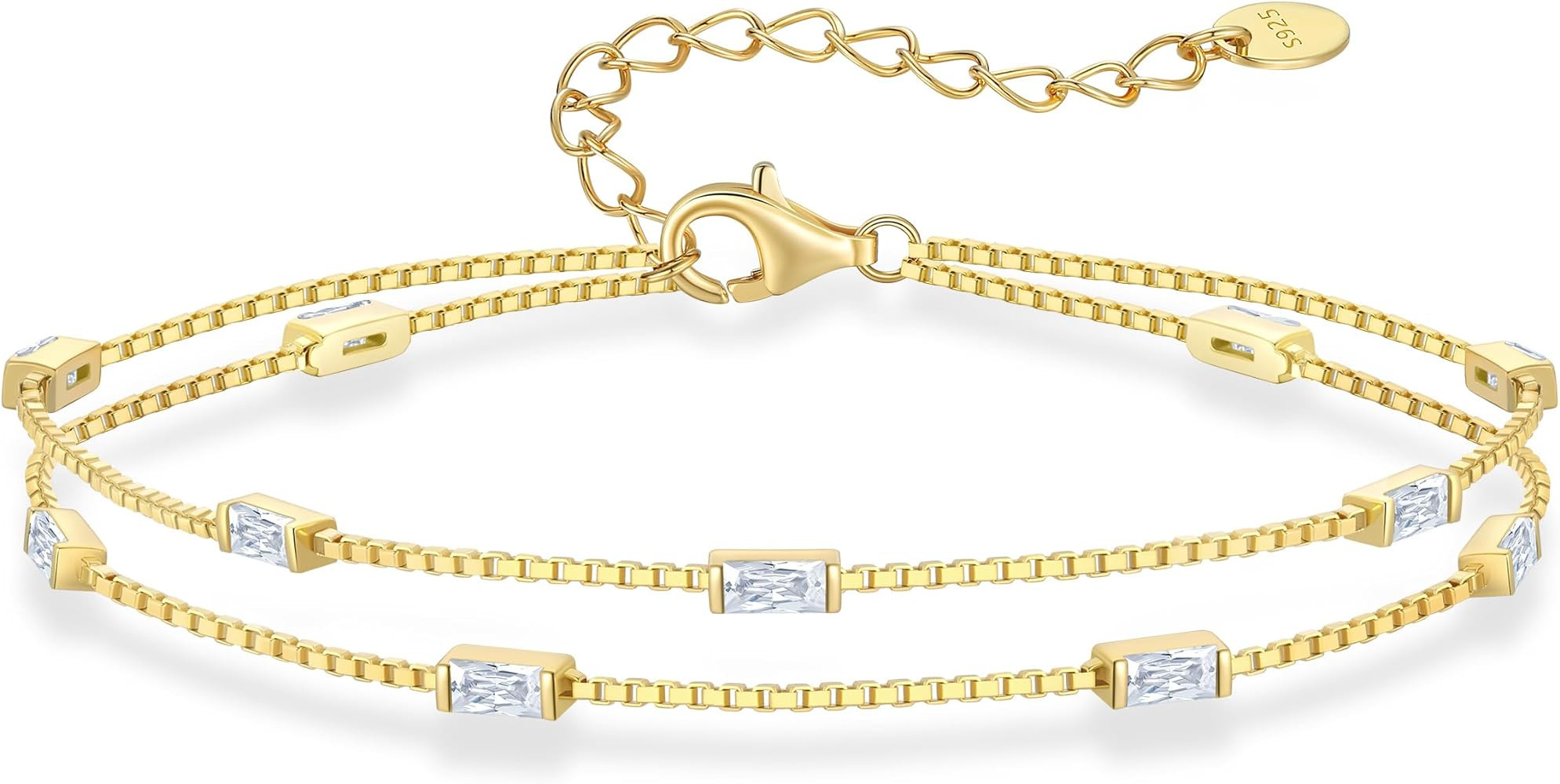 LOUISA SECRET Birthstone Bracelets for Women, 925 Sterling Silver Dainty Simple Women Charm Link ... | Amazon (US)