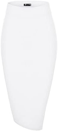 Urban CoCo Women's High Waist Stretch Ribbed Knit Pencil Skirt Midi Length with Side Slit Office ... | Amazon (US)