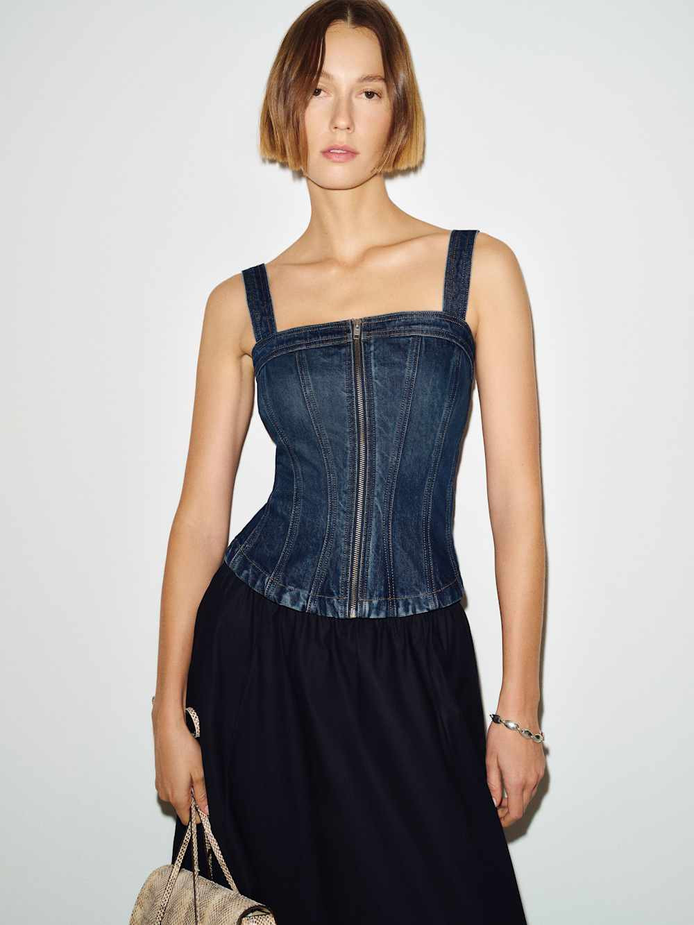 Danielle Stretch Denim Top | Reformation (Global)