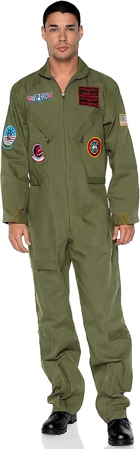 Leg Avenue Men's Top Gun Flight Suit Costume | Amazon (US)