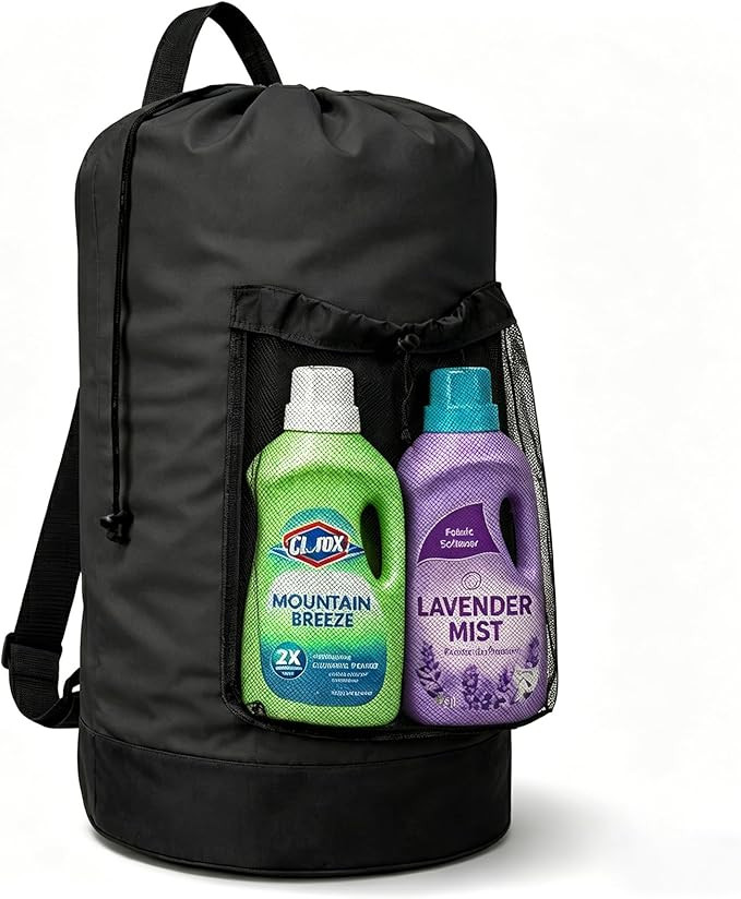 Backpack Laundry Bag Durable Polyster Laundry Backpack Bag with Shoulder Straps, Drawstring Closu... | Amazon (US)