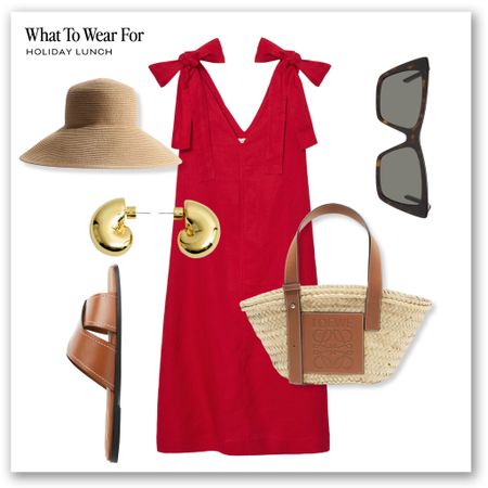 Midi dress styling ❤️ 

Red outfit, summer style c holiday, summer dresses, tan sandals, Loewe basket bag, straw hat, vacation outfit 

#LTKstyletip #LTKeurope