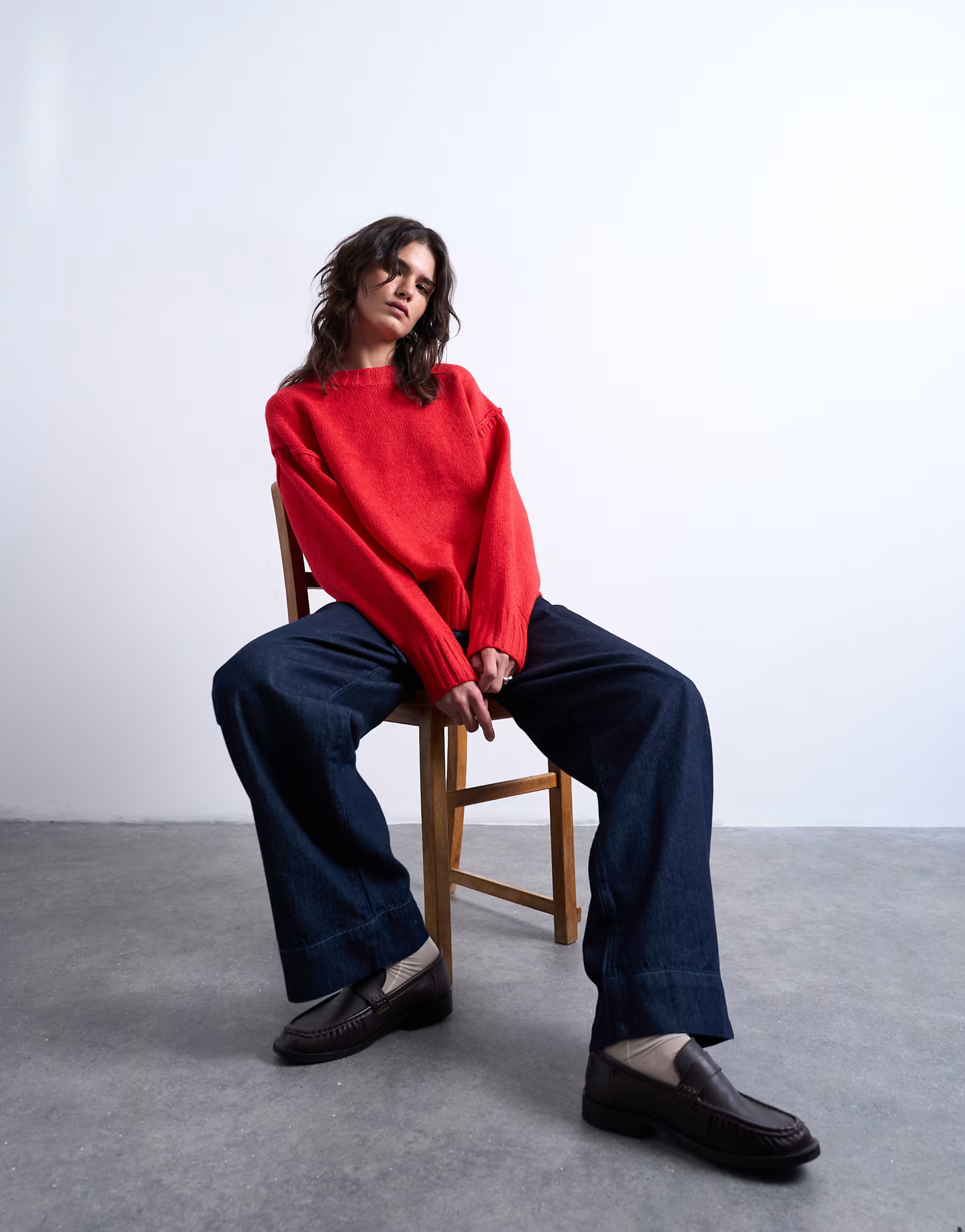 Topshop knitted clean exposed seam jumper in red | ASOS | ASOS (Global)