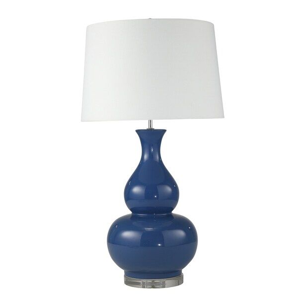 Ceramic Table Lamp with Teardrop Gourd Base, Blue and White | Bed Bath & Beyond