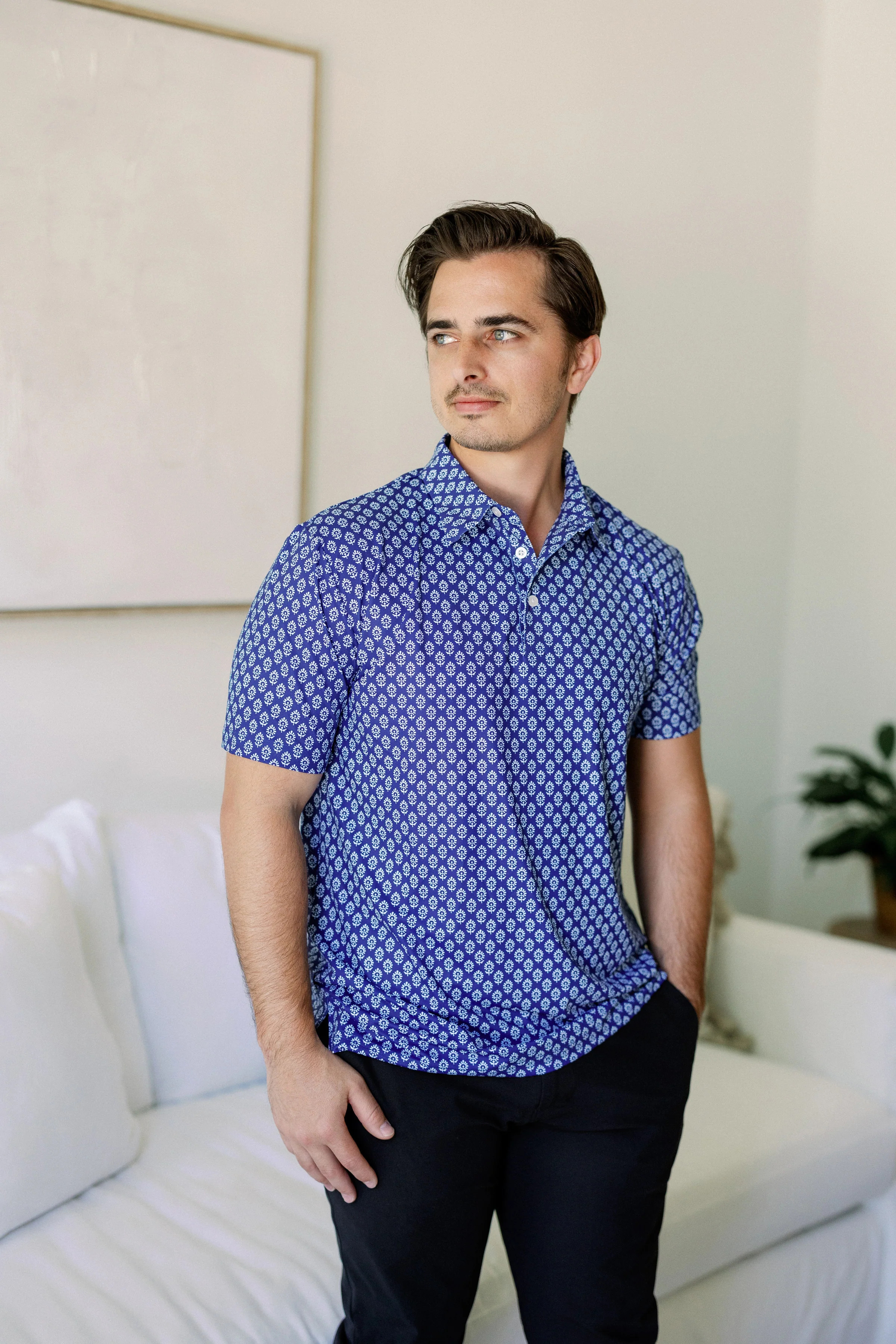Sterling Block Print Men's Polo | Poppy Kids Co