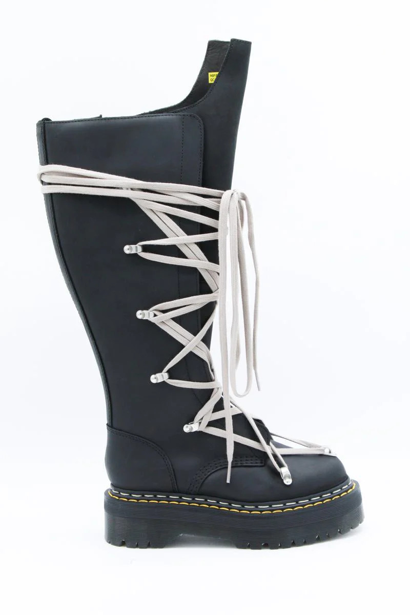 Dr. Martens X Rick Owens Black Leather 1B60 Pentalace Boots | Baltini