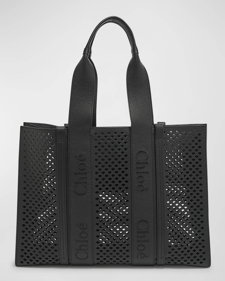 Chloe Woody Large Tote Bag in Perforated Leather | Neiman Marcus