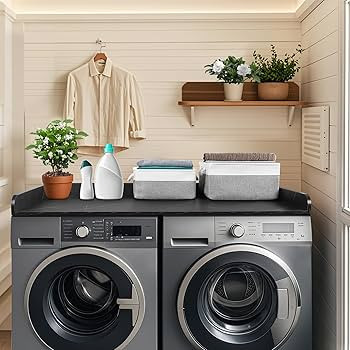 Washer Dryer Countertop with 2 Pack Storage Baskets, Wood Washer and Dryer Countertop with Non-Sl... | Amazon (US)