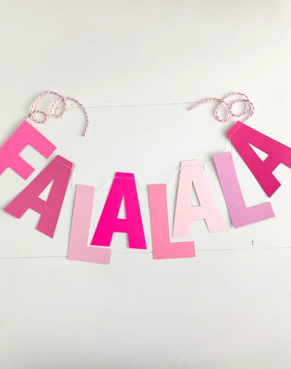 Fa la la la garland, Pink Christmas, Pink Christmas garland, Pink Christmas decorations,  Pink Ch... | Etsy (US)