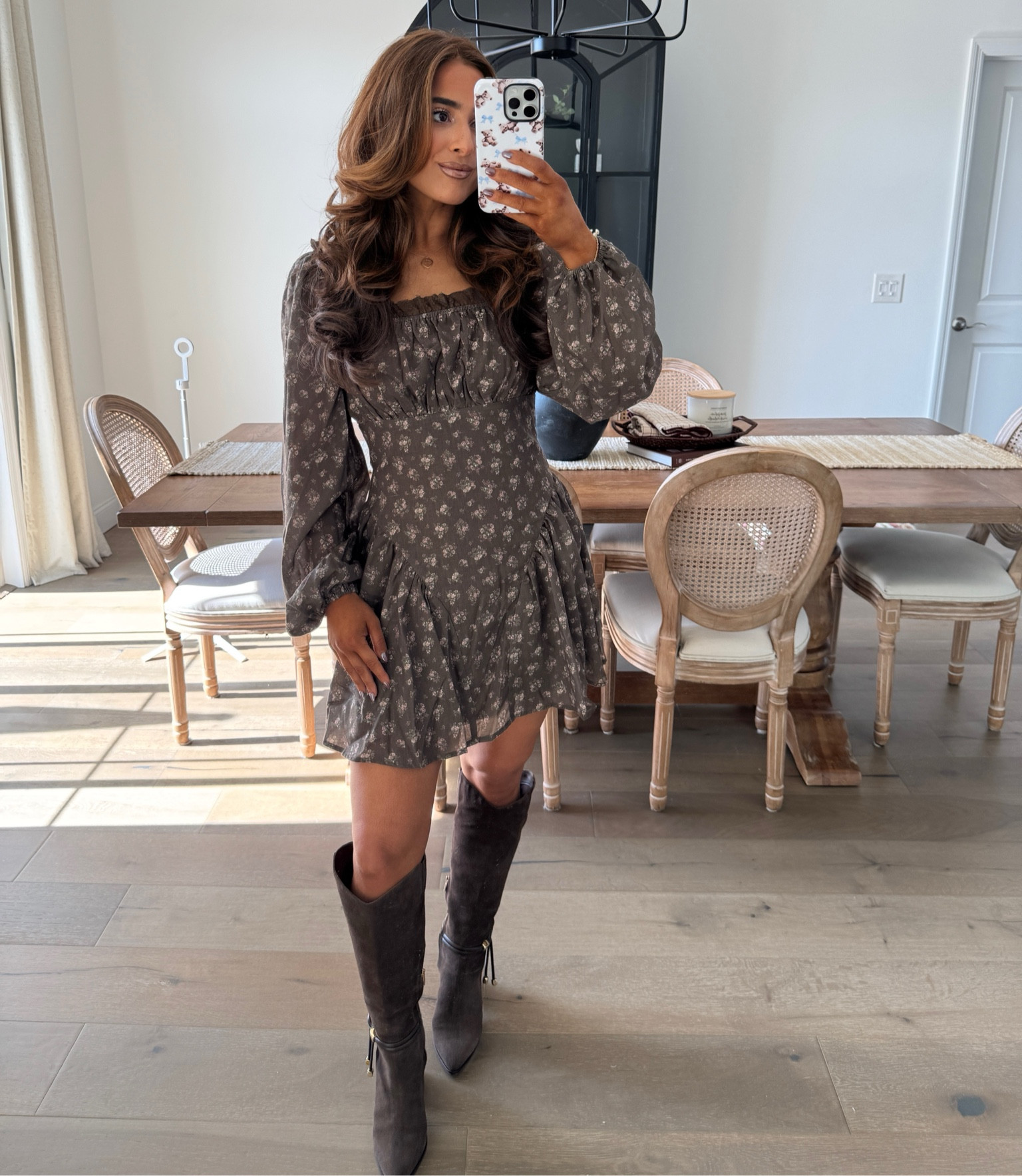 Romantic autumn vibes in full bloom — a brown floral puff sleeve dress made for fall days and golden sunsets 🍂🌼🤎

#LTKStyleTip #LTKFallSale #LTKSeasonal