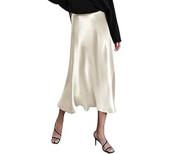 Zeagoo Womens Satin Skirts Casual Silk Midi Skirt High Waisted Long Skirts Zipper Elegant Work Sk... | Amazon (CA)