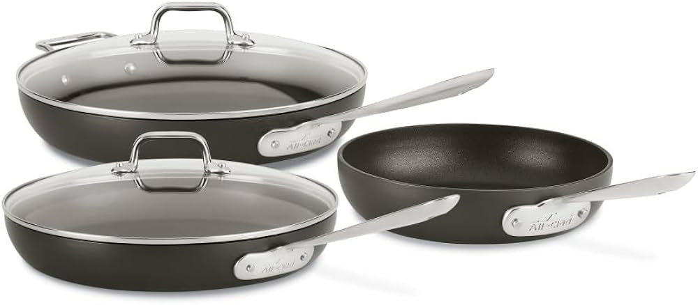 All-Clad HA1 Hard Anodized Non Stick Fry Pan Set 3 Piece, 8, 10, 12 Inch, Induction, Oven Broiler... | Amazon (US)