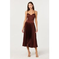 ASTR the Label | Elyssa Satin Midi Dress in Rust brown | Size S | ASTR The Label (US)