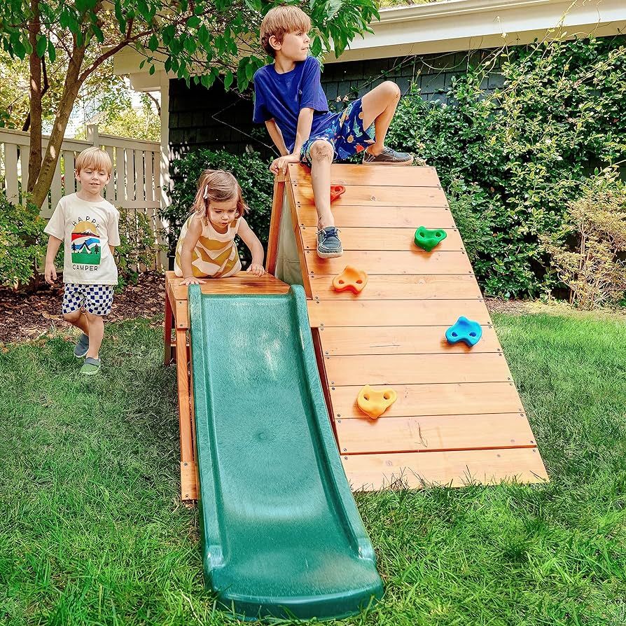 Avenlur Palm Outdoor and Indoor Playground 5 in 1 Backyard Playset with Ladder, Rock Wall, 4 ft. ... | Amazon (US)
