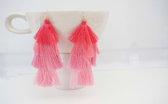 Pink Ombre Tassel Statement Earrings | Etsy (CAD)