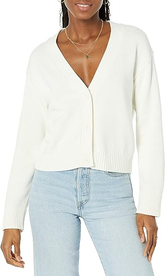 Amazon Essentials Women's Relaxed Fit V-Neck Cropped Cardigan | Amazon (US)