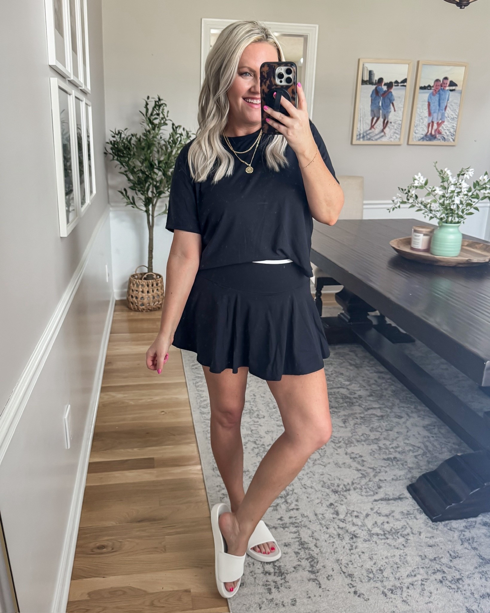 This active skirt and black t shirt from Target is such an easy everyday outfit. It is comfy, flattering, and perfect for errands, walks, or a casual day while still looking put together.
Wearing size small.
target outfit athletic skirt outfit black t shirt outfit casual spring outfit athleisure outfit everyday style comfy cute outfit sporty chic outfit womens spring fashion lovelylifestyling

#LTKOver40 #LTKActive #LTKSeasonal