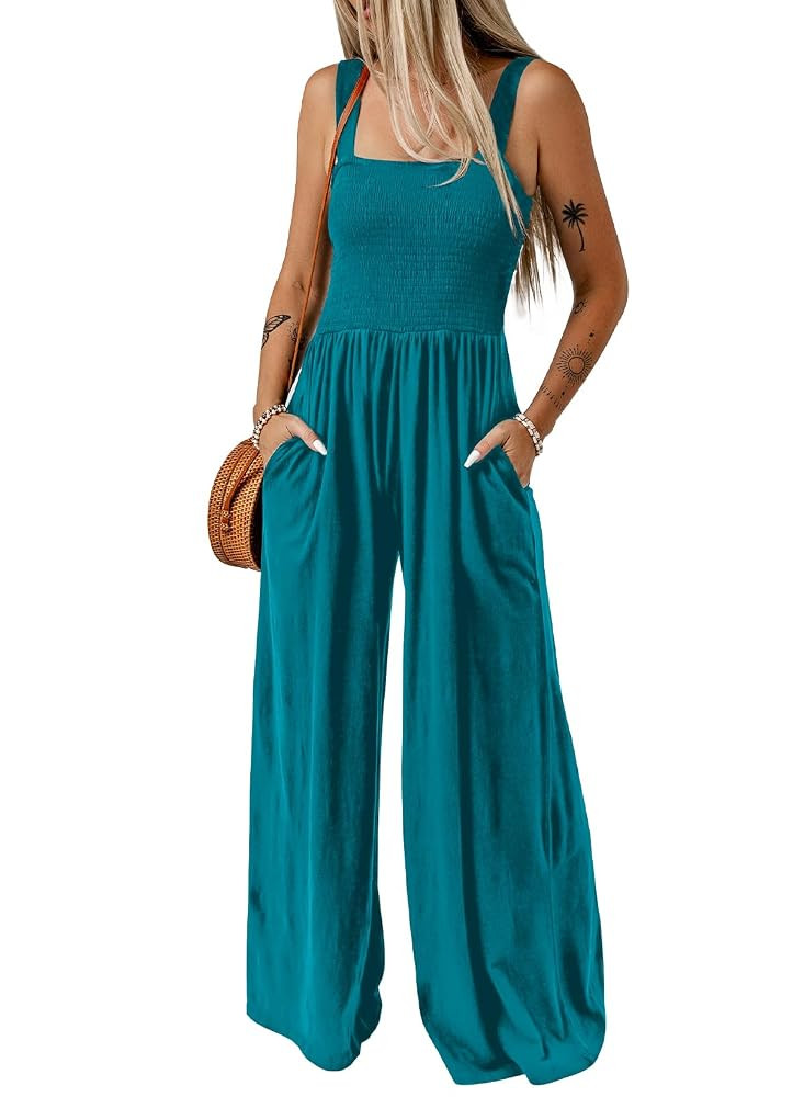 Dokotoo Women's Casual Loose Overalls Jumpsuits One Piece Sleeveless Wide Leg Long Pant Rompers W... | Amazon (US)