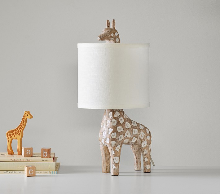 Carved Wood Giraffe Table Lamp | Pottery Barn Kids
