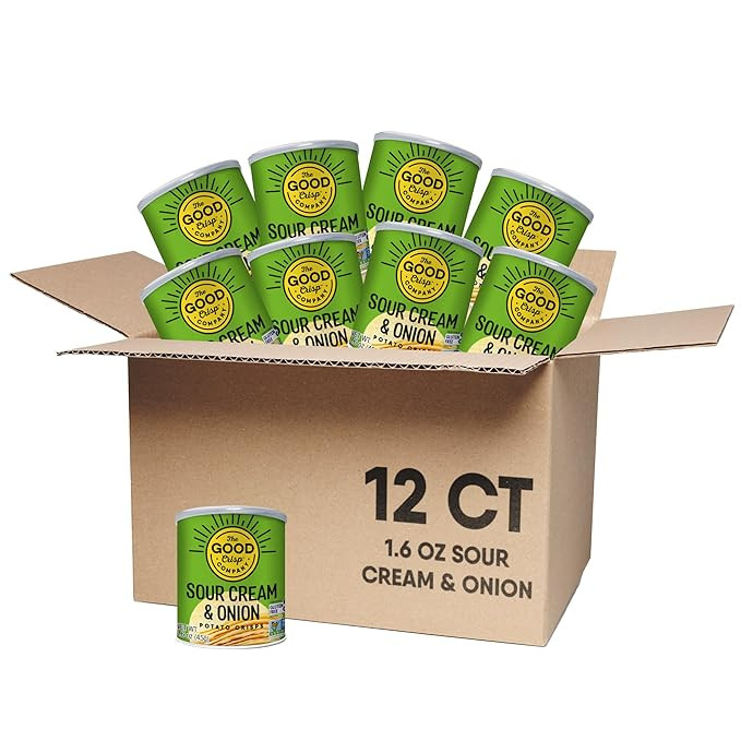 The Good Crisp Company Minis Sour Cream & Onion Gluten-Free Potato Chips, 1.6 Oz Cans (Pack of 12... | Amazon (US)