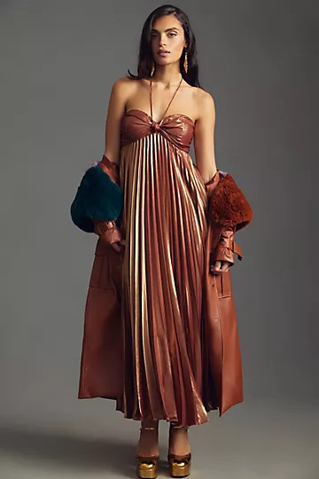 By Anthropologie Plissé Halter Dress | Anthropologie (US)