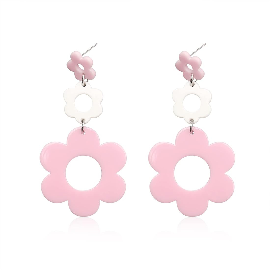 Acrylic Flower Earrings for Women,Double Daisy Drop Earrings,Resin Flowers Floral Earrings for Gi... | Amazon (US)