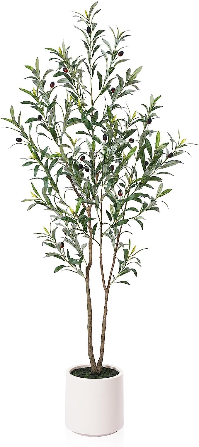 Artificial Olive Trees, 5 ft Tall Fake Olive Trees for Indoor, Faux Olive Silk Tree, Large Olive ... | Amazon (US)