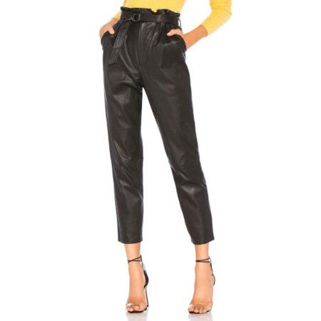 Gueuusu Women PU Leather Pants with Waist Belt, Long High Waist Loose Pants | Walmart (US)
