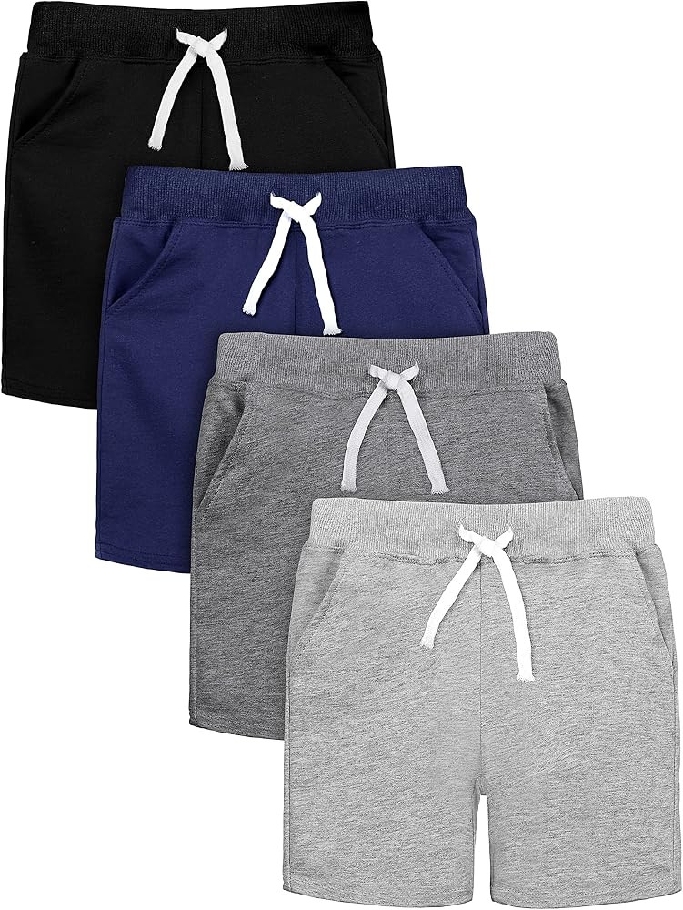 Resinta 4 Pack Toddler Baby Boys Shorts with Drawstring Solid Boys Summer Cotton Shorts Pull On A... | Amazon (US)