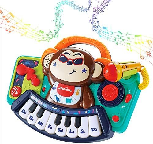 Zooawa Kids Musical Piano Toy, Toddler Musical Monkey Piano Keyboard Toys with Microphone, DJ Mixer, | Amazon (US)