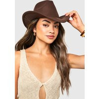 Womens Plain Western Cowboy Hat - Brown - One Size | boohoo (US & Canada)