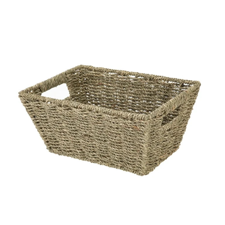 Mainstays Natural Handwoven Seagrass Basket, Rectangle | Walmart (US)