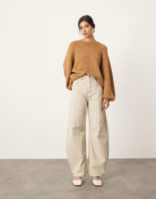 ASOS EDITION Sydney denim barrel leg high waist jean in washed ecru | ASOS (Global)