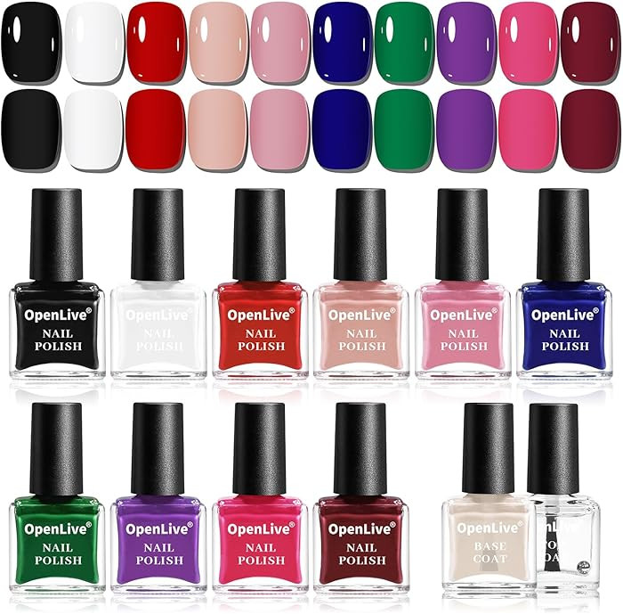 12 PCS Nail Polish Set With 10 Colour Combo, 2 PCS Base And Top Coat,Fast Drying Nail Polish For ... | Amazon (US)