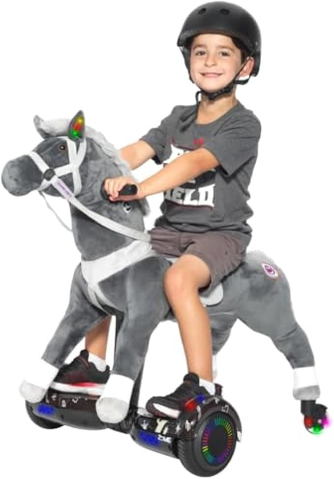 Power Pony Hoverboard Powered Riding Horse (Apollo-Gray) | Soft Plush Wheeled Ride-On Toy for Kid... | Amazon (US)