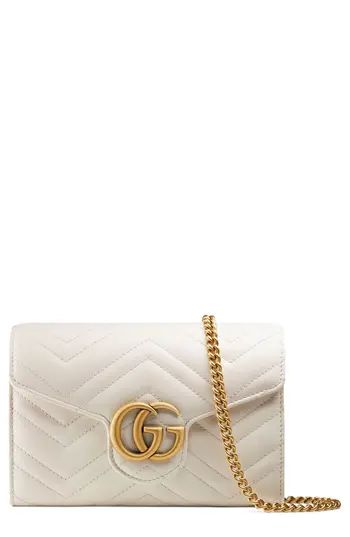 Women's Gucci Gg Marmont Matelasse Leather Wallet On A Chain - White | Nordstrom