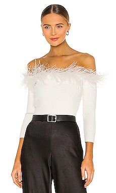 MILLY Feather Top in Ecru from Revolve.com | Revolve Clothing (Global)