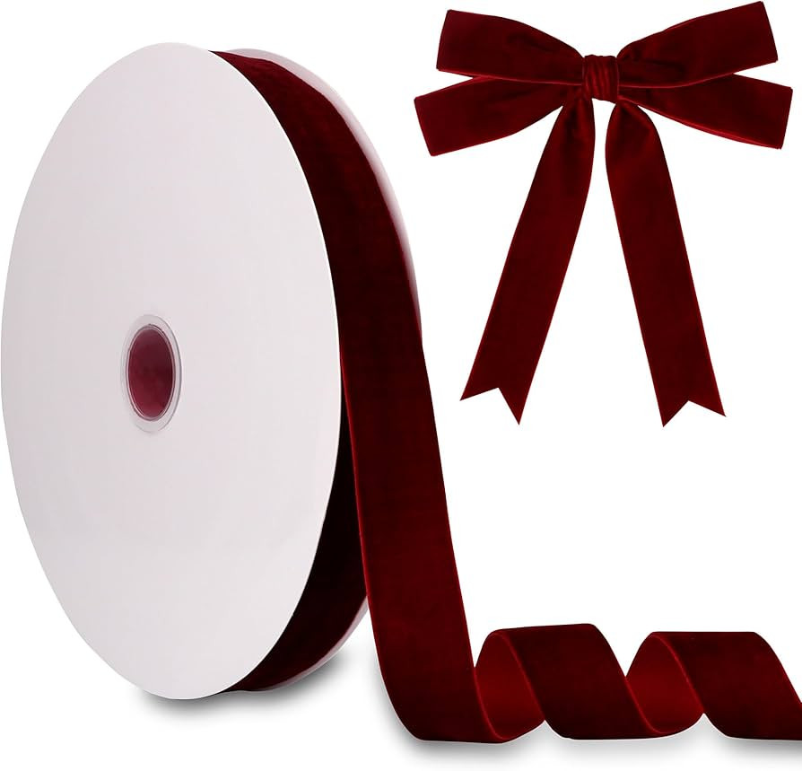 1 Inch Velvet Ribbon 30 Yards LVYOUIF Single Side Flocked Christmas Ribbon Roll for Gift Wrapping... | Amazon (CA)