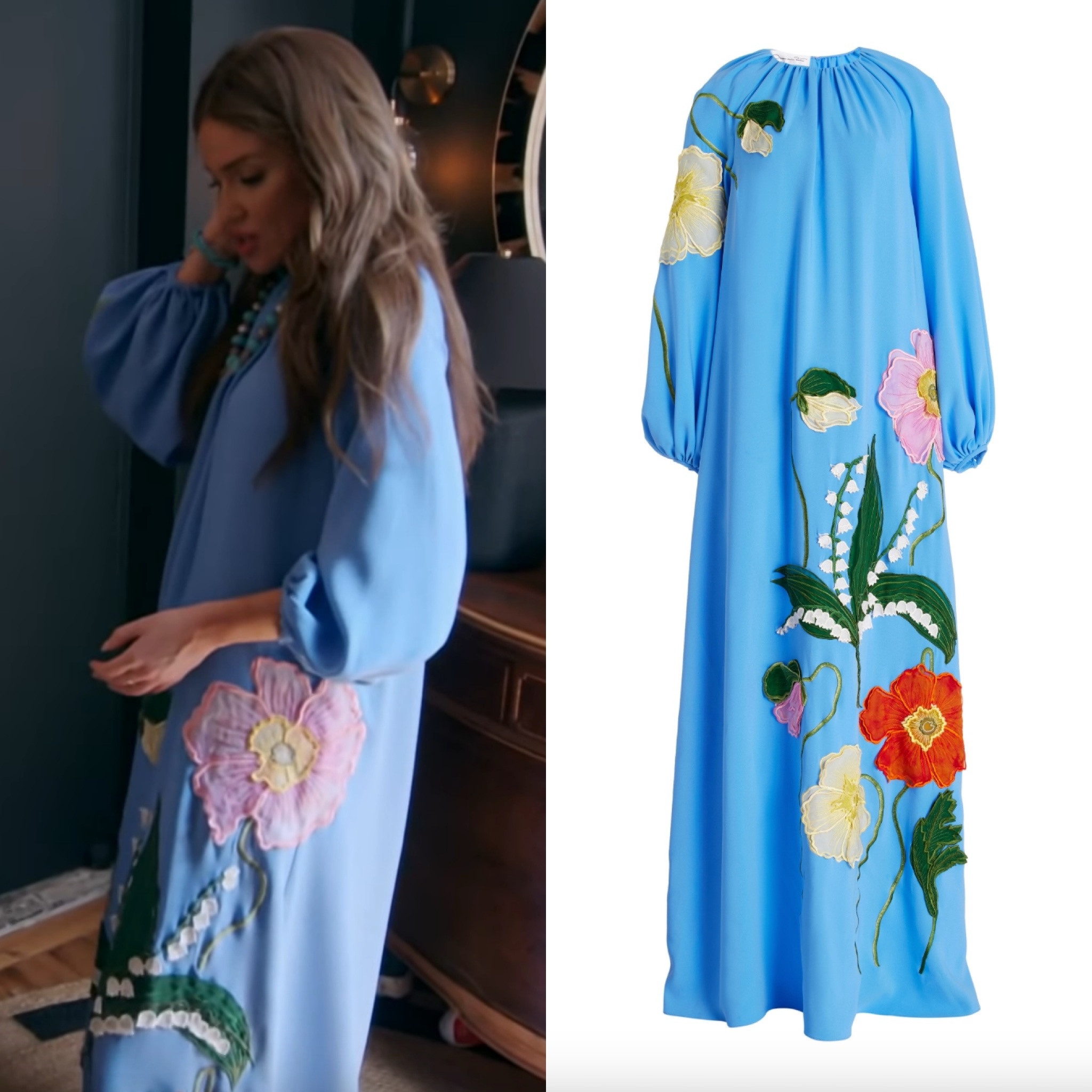 Brynn Whitfield’s Blue Embroidered Maxi Dress 